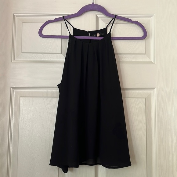 Staccato black two layer sheer pleated sleeveless top large - Picture 1 of 6